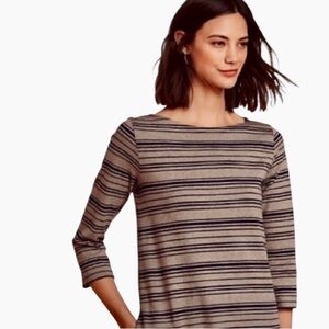 Garnet Hill organic cotton tee shirt dress pockets boat neck stripes preppy